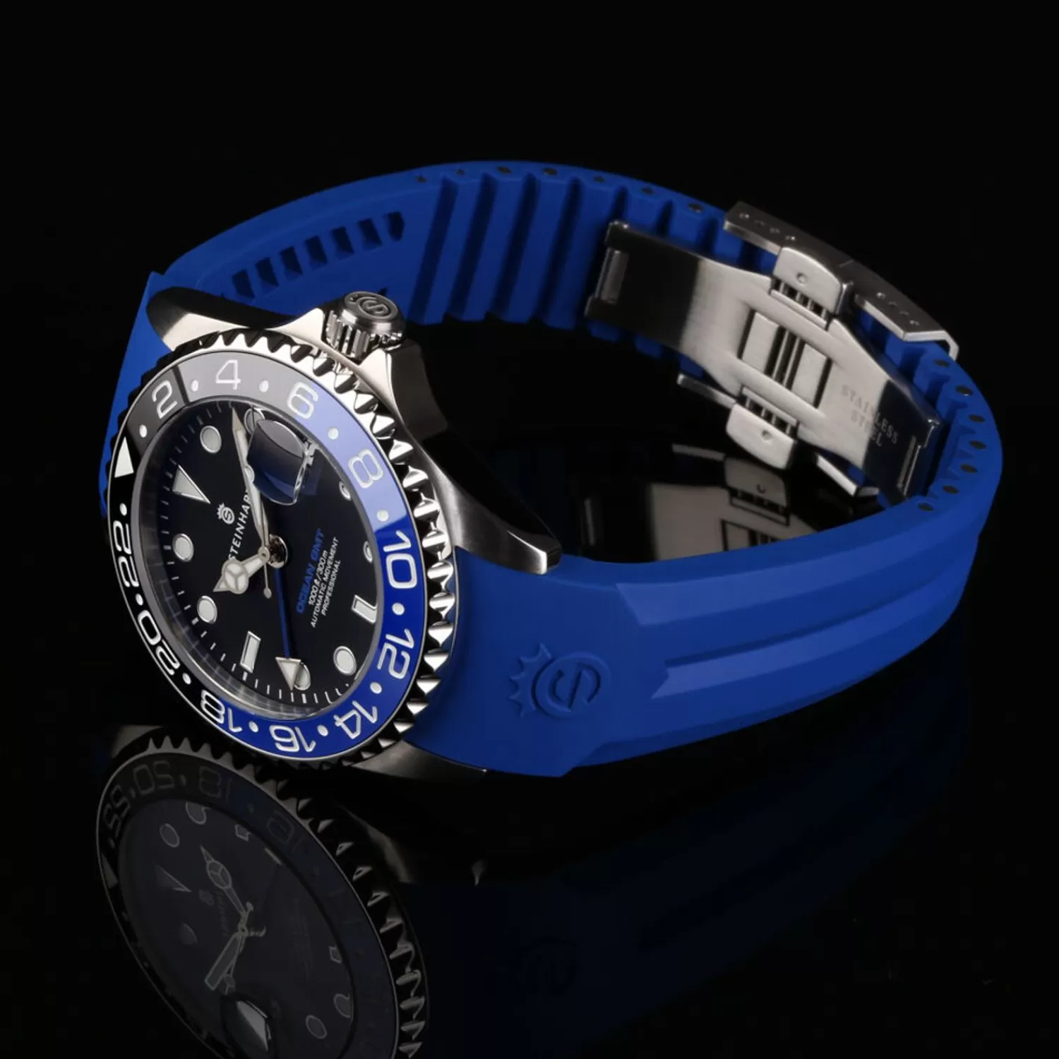Gummistrop Bla Ny 20X16 Mm Til Ocean 39 Med Spaende Stal*Steinhart Watches Online
