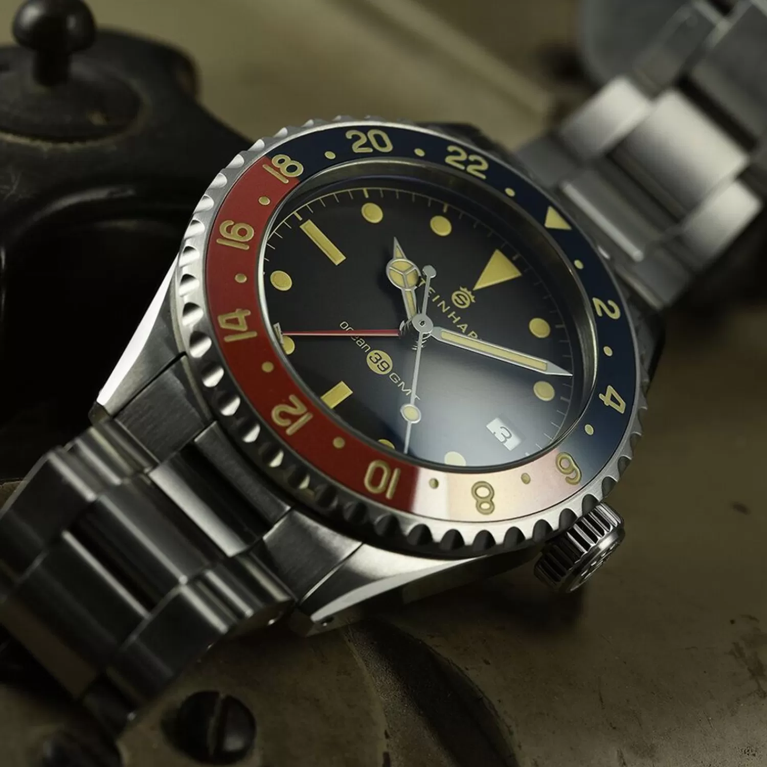 Ocean 39 Vintage Gmt Premium Bla-Rod Keramisk Dykkerur*Steinhart Watches Flash Sale