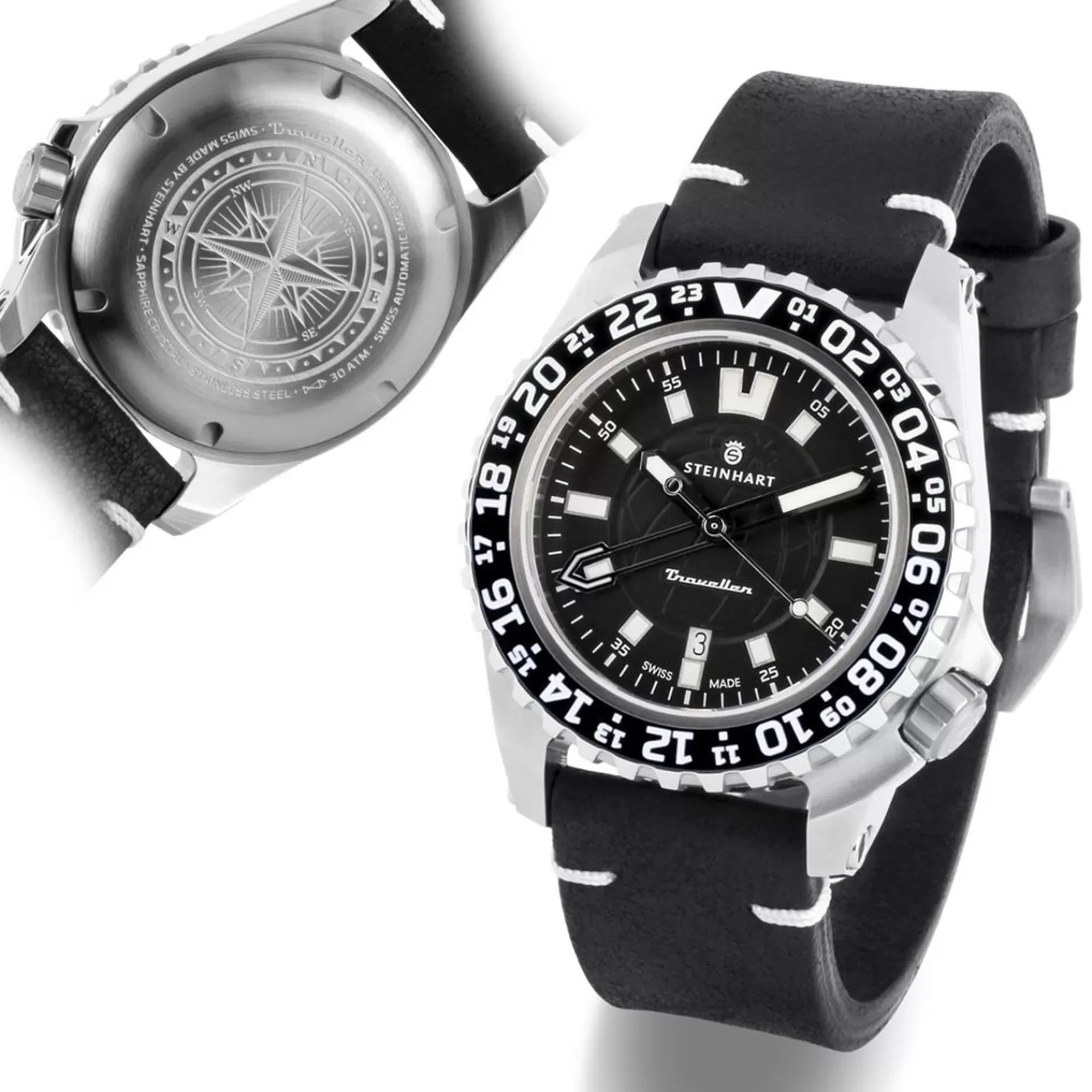 Traveler Gmt Black Diver Watch*Steinhart Watches Store