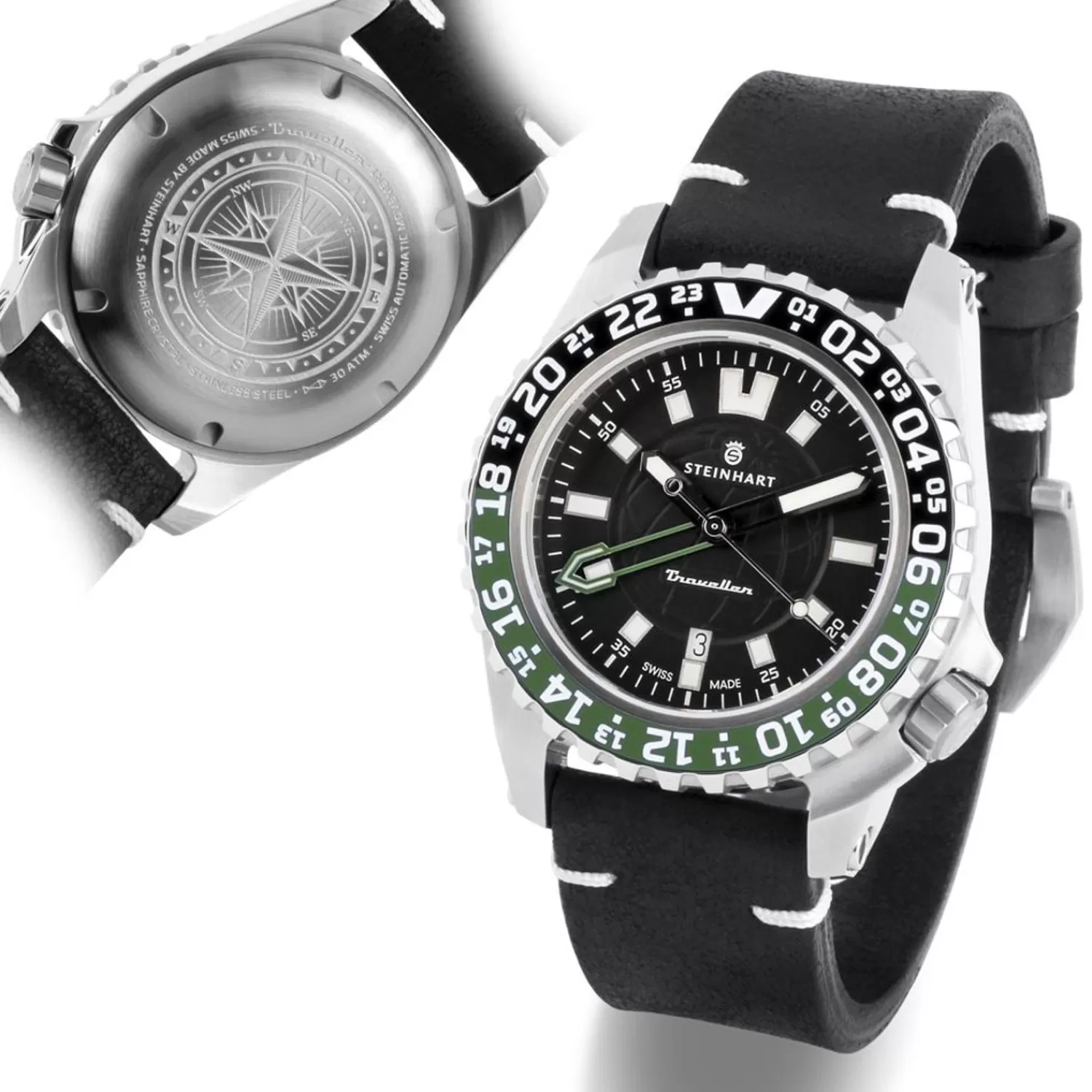 Traveler Gmt Green Diver Watch*Steinhart Watches Hot
